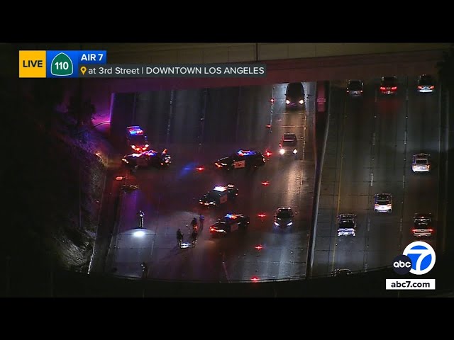 ⁣Deadly crash shuts down NB lanes of 110 Fwy in downtown L.A.