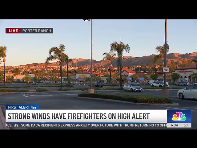 ⁣Strong winds have firefighters on high alert