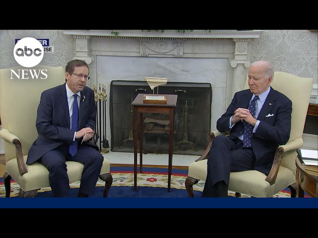 ⁣Biden hosts Israeli president at the White House