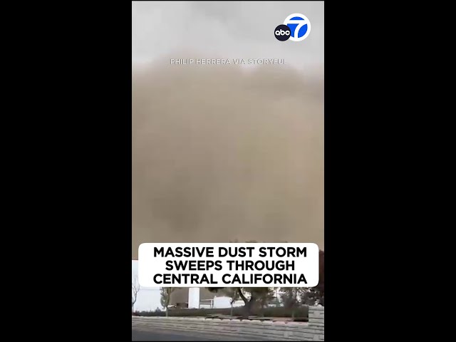 ⁣Massive dust storm sweeps through Central California