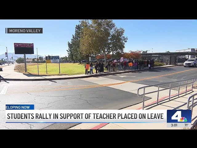 ⁣Student protest in support of Moreno Valley teacher placed on leave