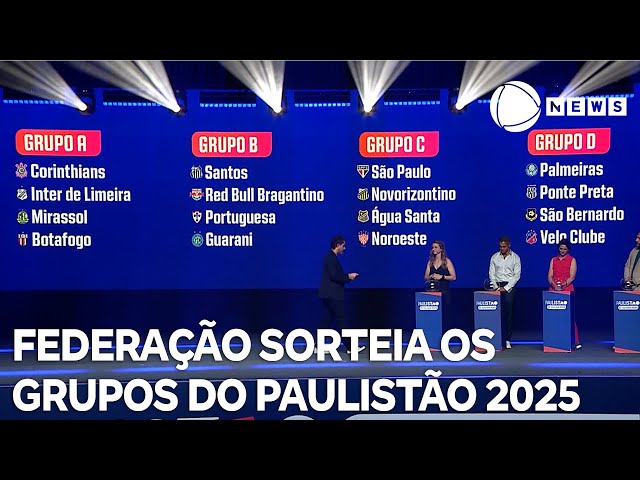 ⁣Federação sorteia os grupos do Paulistão 2025; confira o chaveamento do torneio