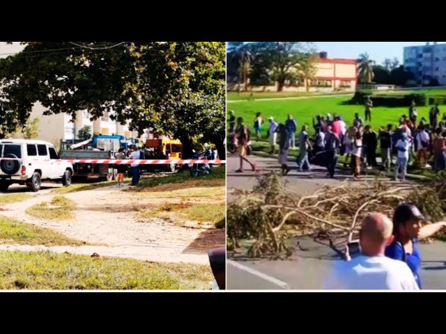 ⁣Policía reprime protesta de cubanos que cerraron venida 100 y Boyeros por apagones y falta de agua