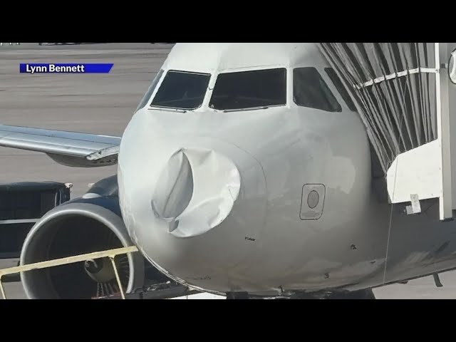 ⁣Dented Delta plane's nose causes passengers concern at DIA