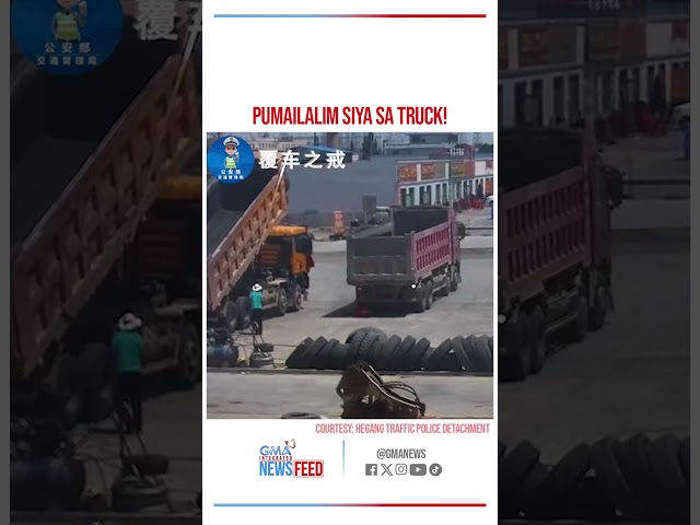 ⁣Lalaki, pumailalim sa umaatras na truck | GMA Integrated Newsfeed