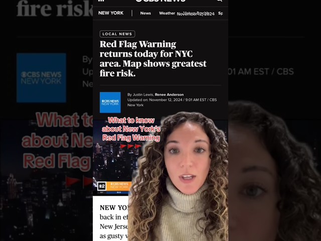 ⁣New York Tri-State Area under red flag warning amid wildfire danger #shorts