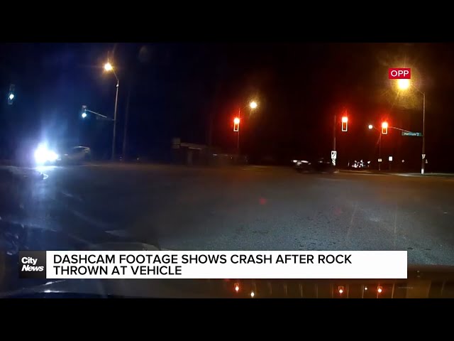 ⁣OPP release dashcam footage of rock being thrown at vehicle