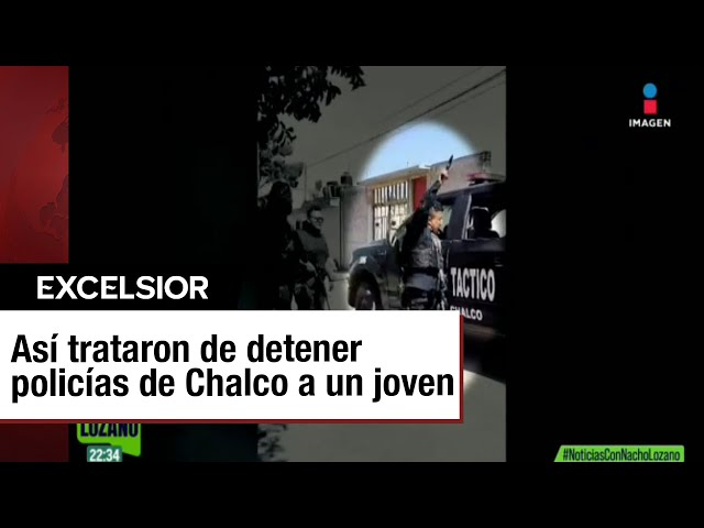 ⁣Policías de Chalco disparan al aire al no poder detener a un joven