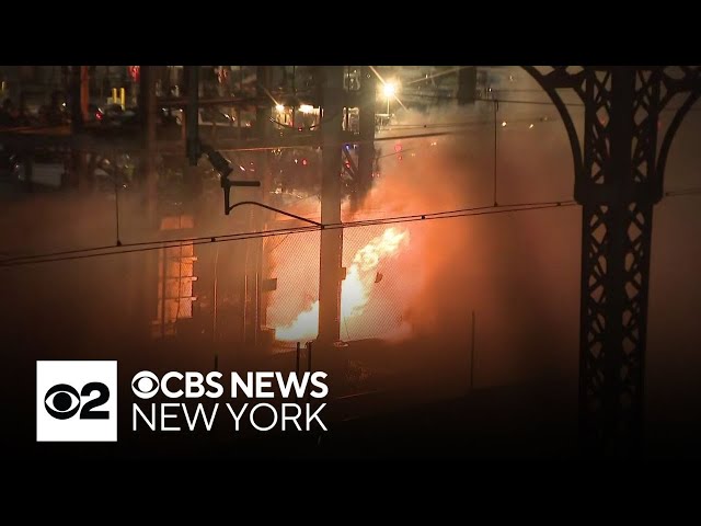 ⁣Transformer explosion ignites fire along Amtrak tracks in the Bronx