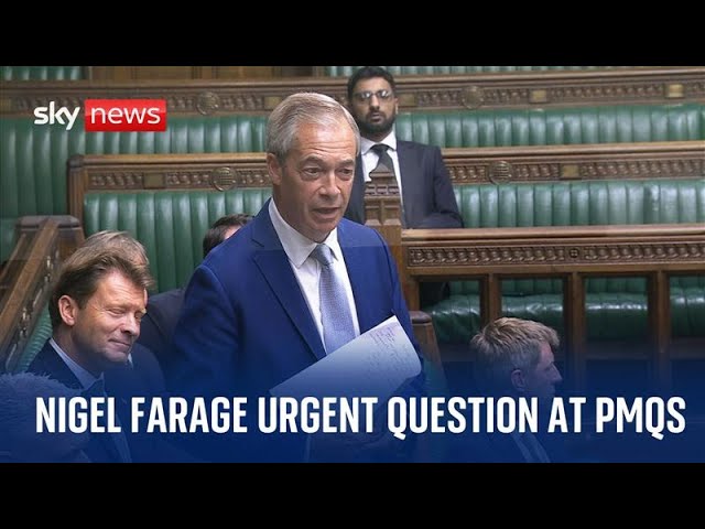 ⁣Watch live: Nigel Farage urgent question at PMQs