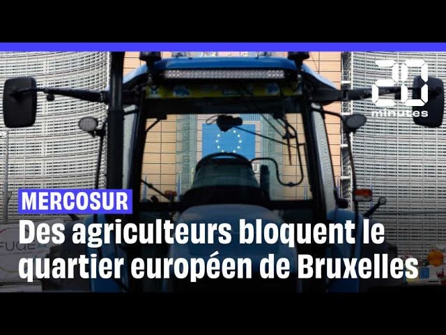 ⁣Des agriculteurs bloquent le quartier européen à Bruxelles