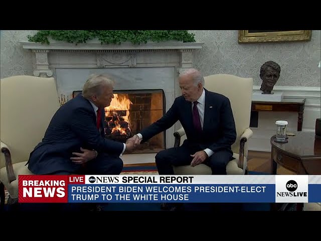 ⁣Trump, Biden shake hands, call for smooth transition in Oval Office meeting