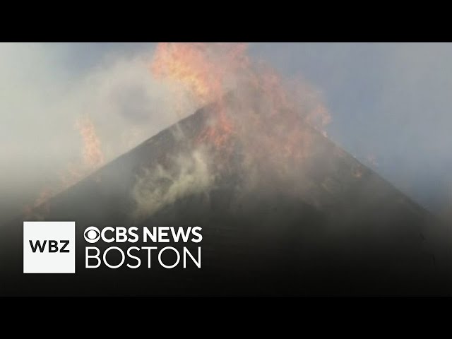 ⁣Person rescued from burning Massachusetts home