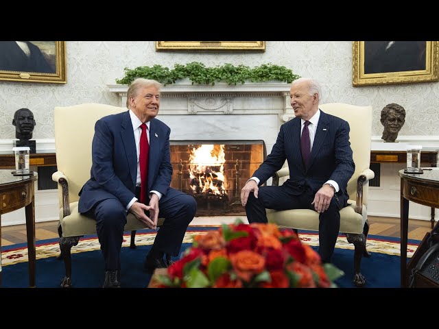 ⁣Donald Trump makes historic return to White House to see Joe Biden