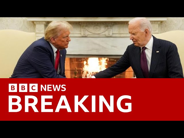 ⁣Joe Biden congratulates Donald Trump as pair shake hands in Oval Office | BBC News