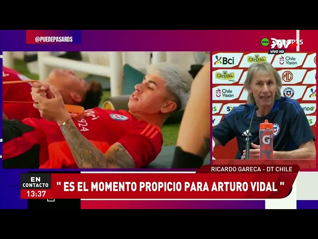 ⁣Ricardo Gareca previo al partido contra Perú: "Es el momento propicio para Arturo Vidal"