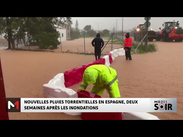 ⁣De nouvelles pluies torrentielles frappent l'Espagne