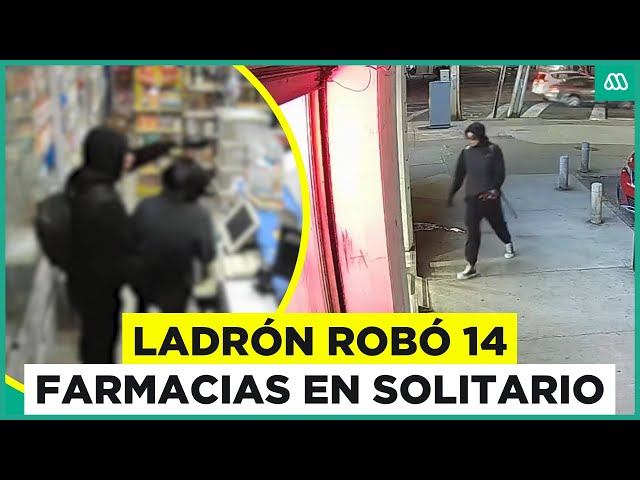 ⁣Joven delincuente roba 14 farmacias en solitario