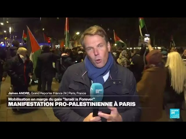 ⁣Des milliers de manifestants à Paris contre un gala de soutien à Israël • FRANCE 24