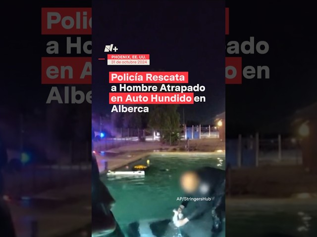 ⁣Policía rescata a hombre atrapado en auto hundido - N+ #Shorts