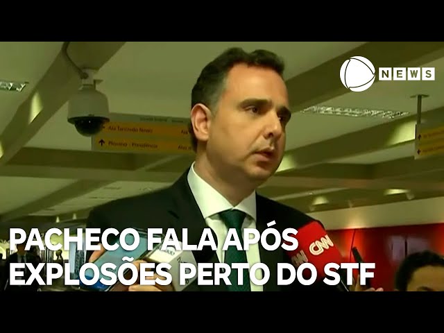 ⁣Presidente do Senado, Rodrigo Pacheco fala após explosões perto do STF