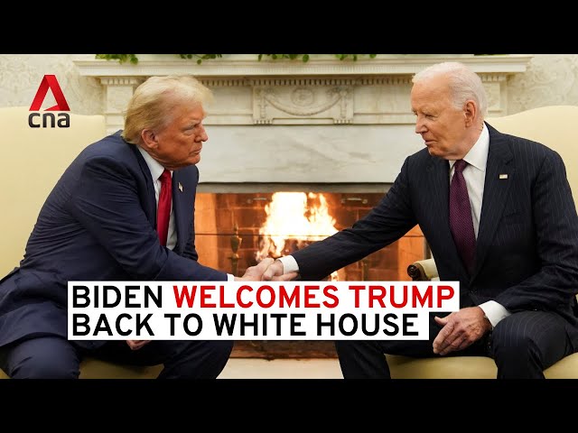 ⁣'Welcome back': Biden shakes hands with Trump in Oval Office