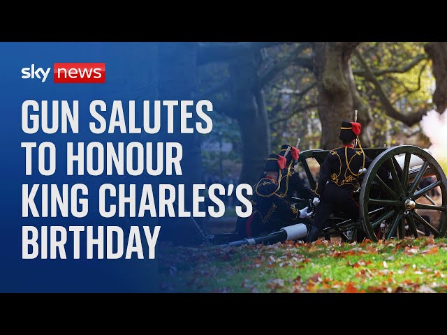 ⁣Gun salute held in honour of the King's 76th birthday at Green Park