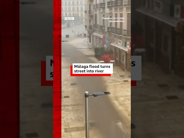 ⁣Málaga flood turns street into river after Spain torrential rain. #Spain #BBCNews