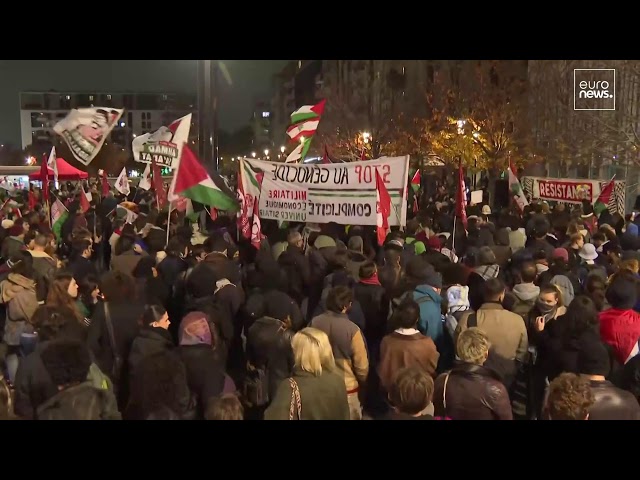 ⁣ LIVE | Pro-Palestinian protest ahead of high-security UEFA Nations League France-Israel match