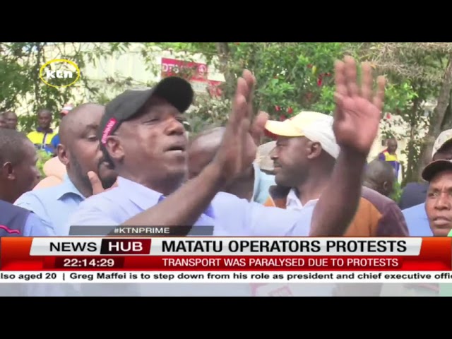 ⁣Nyeri matatu operators stage protests over terminus row with county Askaris