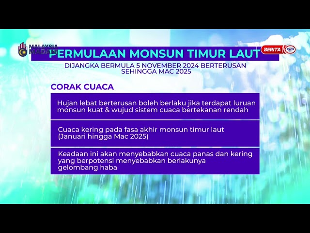 ⁣15 NOV 2024 – BERITA PAGI – PERMULAAN MONSUN TIMUR LAUT