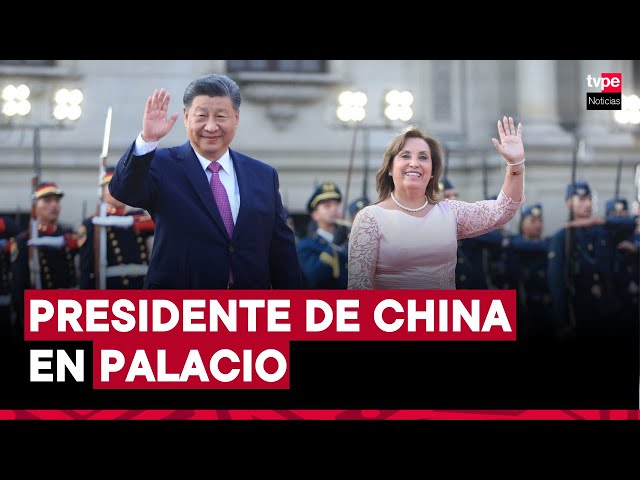 ⁣Presidenta Dina Boluarte recibe a su homólogo de China, Xi Jinping, en Palacio de Gobierno