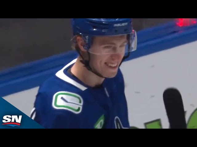 ⁣Canucks' Jonathan Lekkerimaki Scores First NHL Goal In Second Career Game