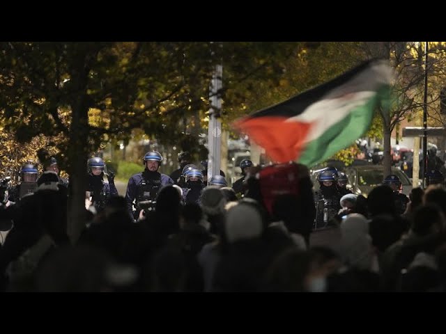 ⁣Hundreds protest against France-Israel football match in Paris amid high security