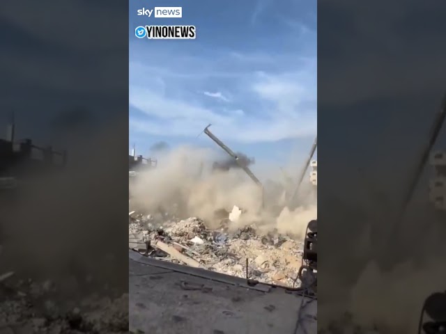 ⁣Laughter heard as airstrike hits building in Gaza