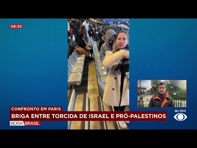 ⁣Torcedores israelenses e franceses pró-palestinos brigam em Paris