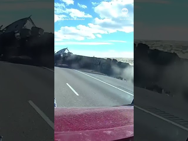 ⁣Dashcam footage captures moment semi-truck overturns in Idaho #driving #dashcam #idaho #crash