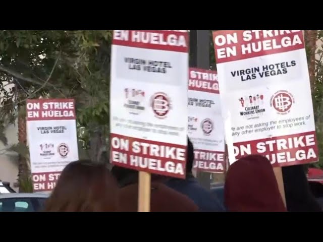 ⁣Hundreds of Las Vegas Virgin Hotel workers go on strike