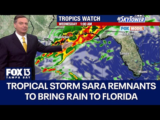 ⁣Tropical Storm Sara remnants to bring rain to Florida