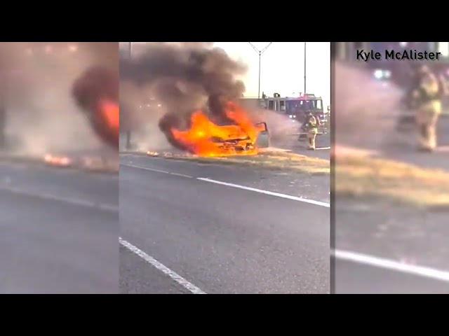 ⁣Caught on Camera: Fire Department puts out extensive car fire