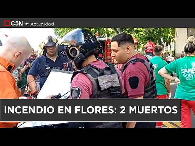 ⁣INCENDIO EN FLORES: DOS MUERTOS