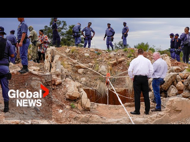 ⁣South African police in standoff with illegal miners holed up in closed mineshaft