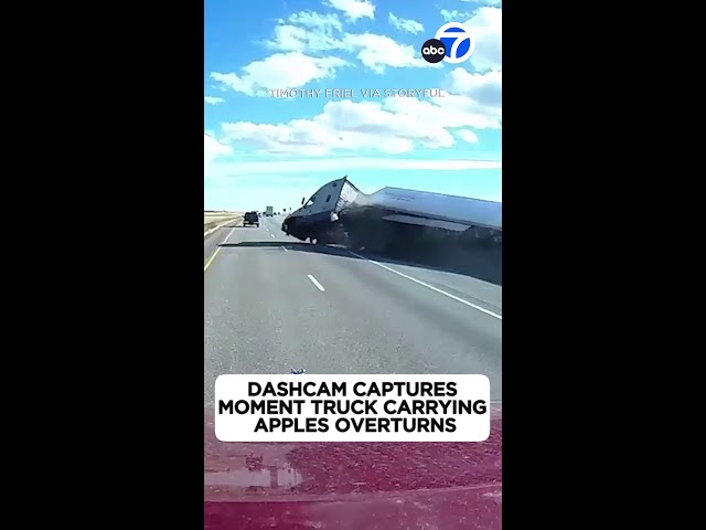 ⁣Shocking! Semi-truck overturns on highway