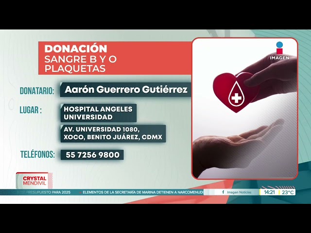 ⁣Seguimos solicitando sangre para el esposo de Crystal Mendivil | Noticias con Crystal Mendivil