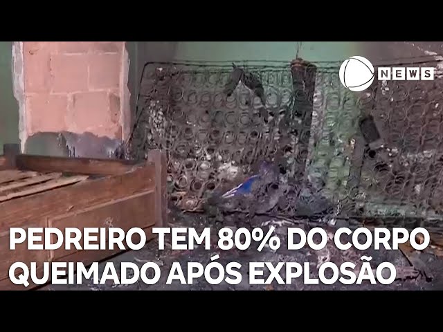 ⁣Pedreiro tem 80% do corpo queimado após botijão explodir