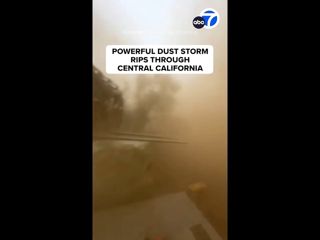 ⁣Powerful dust storm rips through central California