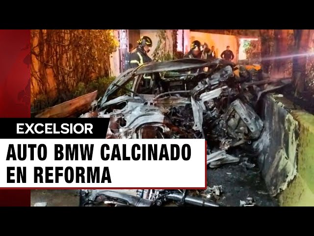 ⁣Auto BMW calcinado en Reforma recuerda al que se destrozó en 2017