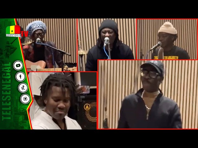 ⁣Cheikh Lô, Omar Pène, Souleymane Faye, Elage Diouf et Ilam répètent ensemble dans une joie explosive