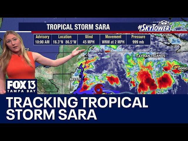 ⁣Tropical Storm Sara forecast to dissipate before reaching Gulf of Mexico