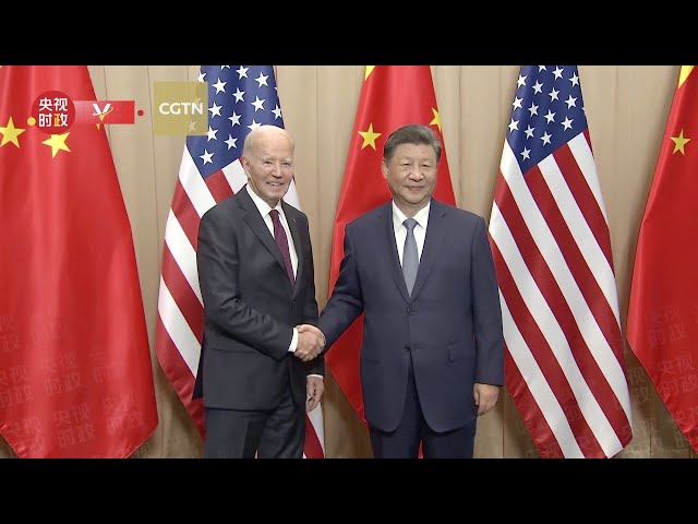 ⁣Xi Jinping and Joe Biden shake hands, pose for photos ahead of meeting